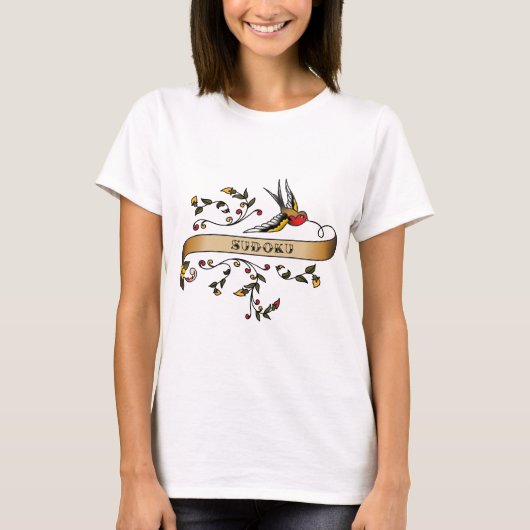 T-shirt Hirondelle et rouleau avec Sudoku (Devant)