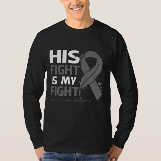 T-shirt His Fight Is My Fight BRAIN TUMOR AWARENESS Feathe (Devant)