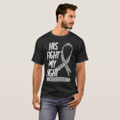 T-shirt His Fight Is My Fight Dyslexia Silver Visually Imp (Devant entier)