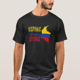 T-shirt Hispanique Mois du patrimoine Colombie Drapeau Col