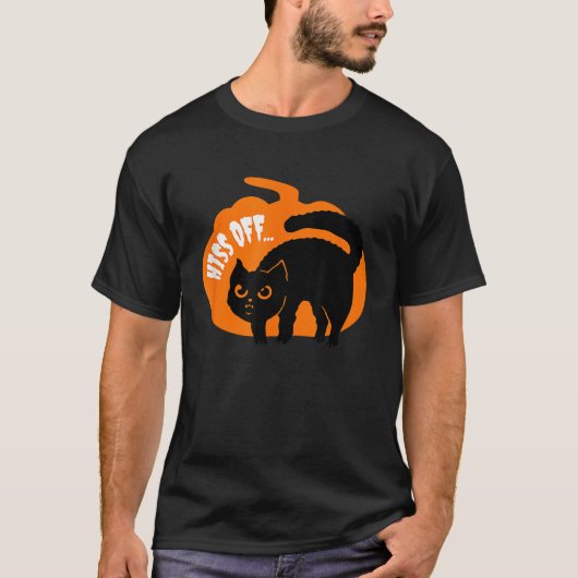 T-shirt Hiss Off Funny Chat noir Amoureux des animaux Hall (Devant)