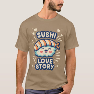 T-shirt Histoire d'amour de sushi rétro