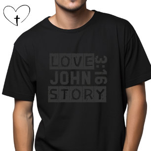 T-shirt Histoire d'amour Jean 3:16 Bible Citation Grunge N