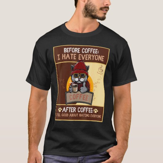 T-shirt Histoire de chat et de café (Devant)