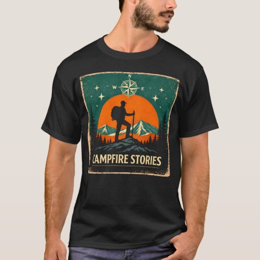 T-shirt Histoires de feu de camp – Nuit Feu Nature Mémoire (Devant)