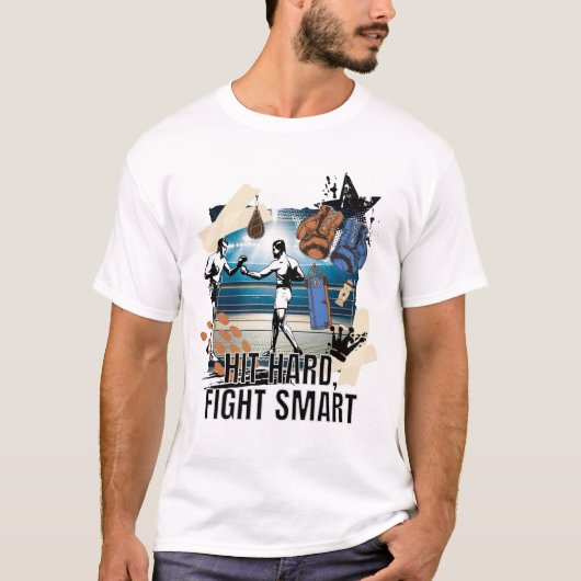 T-shirt Hit Hard FIght Smart - Boxe rétro (Devant)