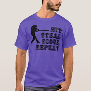 T-shirt Hit Steal Score Répéter Funny Baseball Lover 2