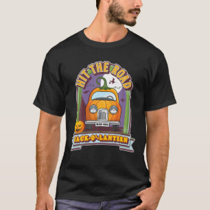 T-shirt Hit The Road Jack O Lantern Halloween Pumpkin Retr