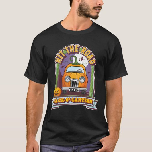 T-shirt Hit The Road Jack O Lantern Halloween Pumpkin Retr (Devant)