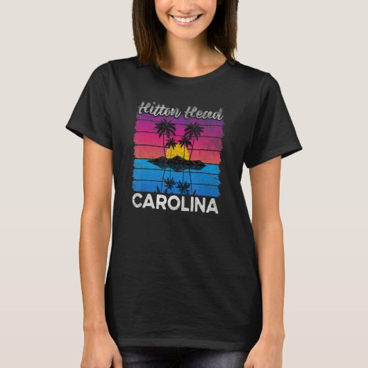 T-shirt Hitton Head Palm Trees Beach Carolina Retro Vacati (Devant)
