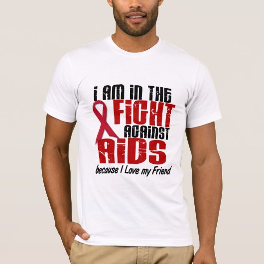 T-shirt HIV de SIDA dans l'ami du combat 1 (Devant)