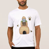 T-shirt Hive d'abeille au miel avec fleurs bleues et abeil (Devant)