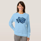T-shirt Hiver Bleu Rose long manches Tee (Devant entier)