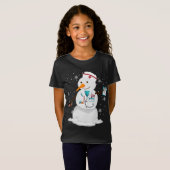 T-Shirt hiver familial père Noël bonhomme de neige infirmi (Devant entier)