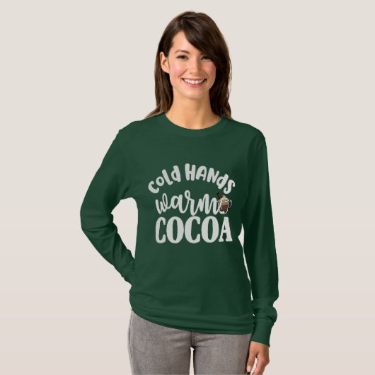 T-shirt hiver froids mains chaud cacao chocolat chaud drôl (Devant entier)