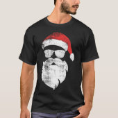 T-shirt Hiver Hiver Père Noël Visage Avec Barbe Casquette (Devant)