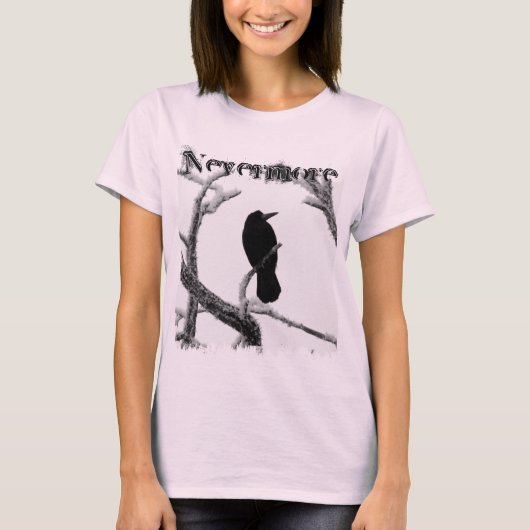 T-shirt Hiver Raven Edgar Allan Poe de B&W plus jamais (Devant)