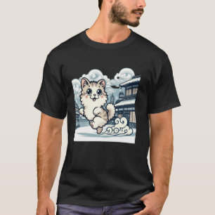 T-shirt Hiver Vintage Kitten Lover Japonais Art Cute Chat