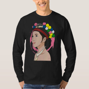 T-shirt Hmong Miao Fier Traditionnelle Fille Femme Hmoob E