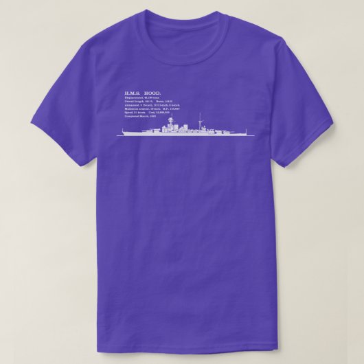 T-shirt HMS Hood Bataillon britannique Silhouette Infograp (Design devant)