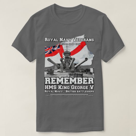 T-shirt HMS King George Vclass Bataillon des anciens comba (Design devant)