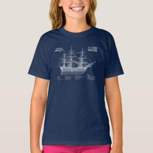 T-shirt HMS Victory - Plan de plan des navires ABD