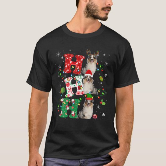T-shirt Ho3 illuminations de Noël Père Noël Elf Reindeer A (Devant)