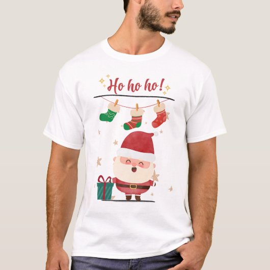 T-shirt Ho Ho Happy Père Noël Holiday Tee (Devant)
