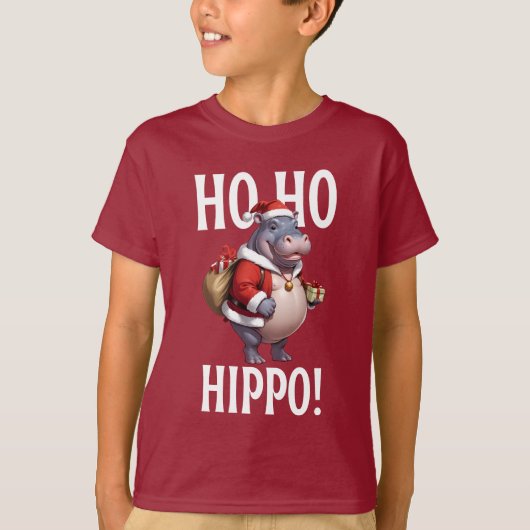 T-shirt Ho Ho Hippo Christmas Humor Design (Devant)