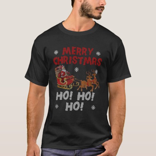 T-shirt Ho Ho Ho avec Santa Hat Joyeux Noël Père Noël Cla (Devant)