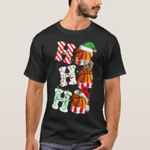 T-shirt Ho Ho Ho Basketball Lights Santa Hat reindeer ELF