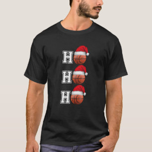 T-shirt Ho Ho Ho Basketball Santa Hat T Shirt Christmas Gi