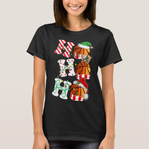 T-shirt Ho Ho Ho Bysketbyll Lumières Santa Hat Reindeer El