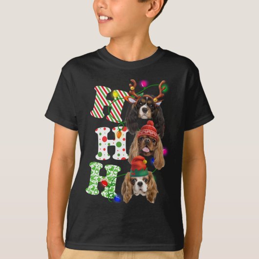 T-shirt Ho Ho Ho Cavalier Roi Charles Espagnol Maître Chri (Devant)
