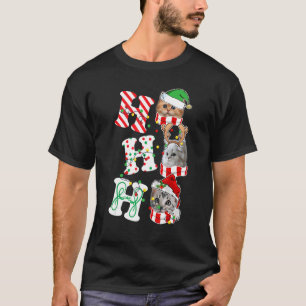 T-shirt Ho Ho Ho Chat Lights Santa Hat renne ELF Christa