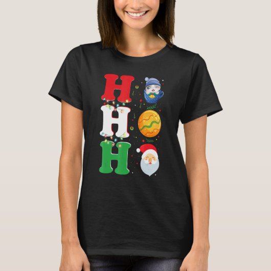 T-shirt Ho Ho Ho Christmas Santa Hat Xmas PJ (Devant)