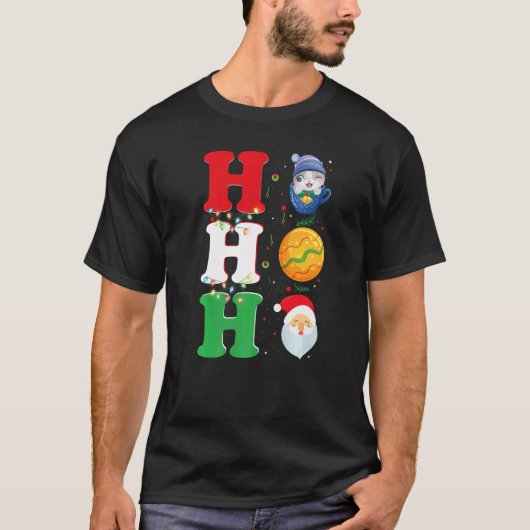 T-shirt Ho Ho Ho Christmas Santa Hat Xmas PJ (Devant)