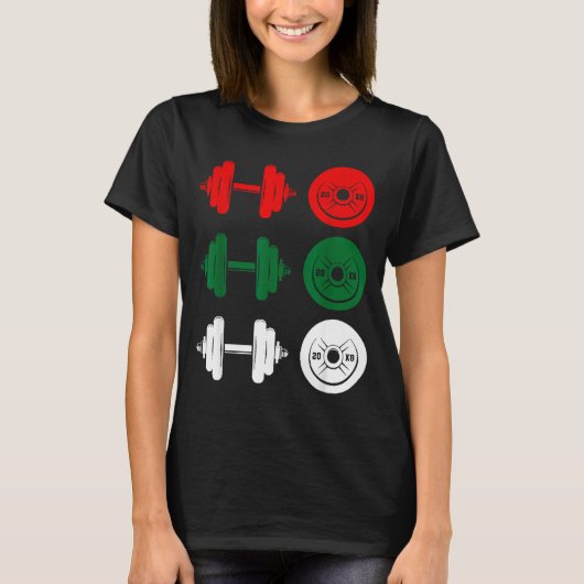 T-shirt Ho Ho Ho Funny Dumbbell Christmas Weightlifting Gy (Devant)