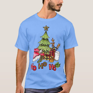 T-shirt Ho Ho Ho Funny Père Noël Love Christmas Tree Holid