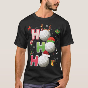 T-shirt Ho Ho Ho Golf Ball Christmas Père Noël Elf Reindee