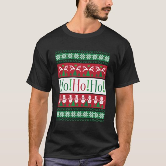 T-shirt Ho ! Ho ! Ho ! Ho ! Chandail de Noël moche Hommes (Devant)
