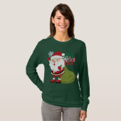 T-shirt Ho-Ho-Ho la longue chemise sleved des femmes (Devant entier)