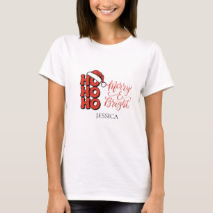 T-shirt Ho Ho Ho moderne Joyeux Noël brillant