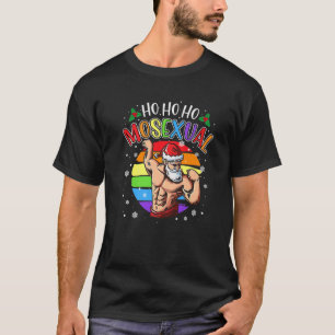 T-shirt Ho Ho Ho Mosexué Gay Père Noël Costume arc-en-ciel