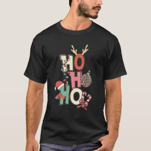 T-shirt Ho Ho Ho Père Noël Empreinte de léopard de Noël Bu
