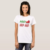 T-shirt Ho Ho Ho Père Noël Sleigh Noël rouge vert (Devant entier)