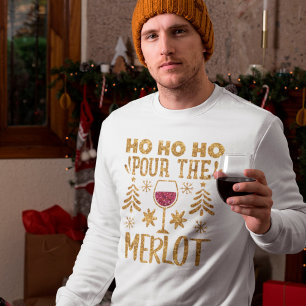 T-shirt Ho Ho Ho Pour la Parties scintillant Merlot Gold N