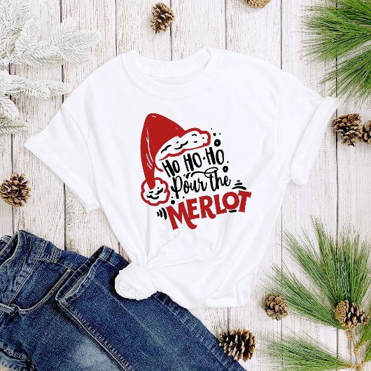 T-shirt Ho Ho Ho Pour le vin Merlot Noël Femmes