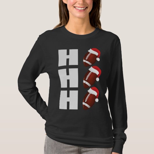 T-shirt HO HO HO Santa Hat Funny Football Noël (Devant)