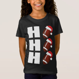 T-Shirt HO HO HO Santa Hat Funny Football Noël
